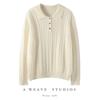 Women's Thick Cashmere Knit Pullover with Polo Collar - Autumn/Winter Twist Design