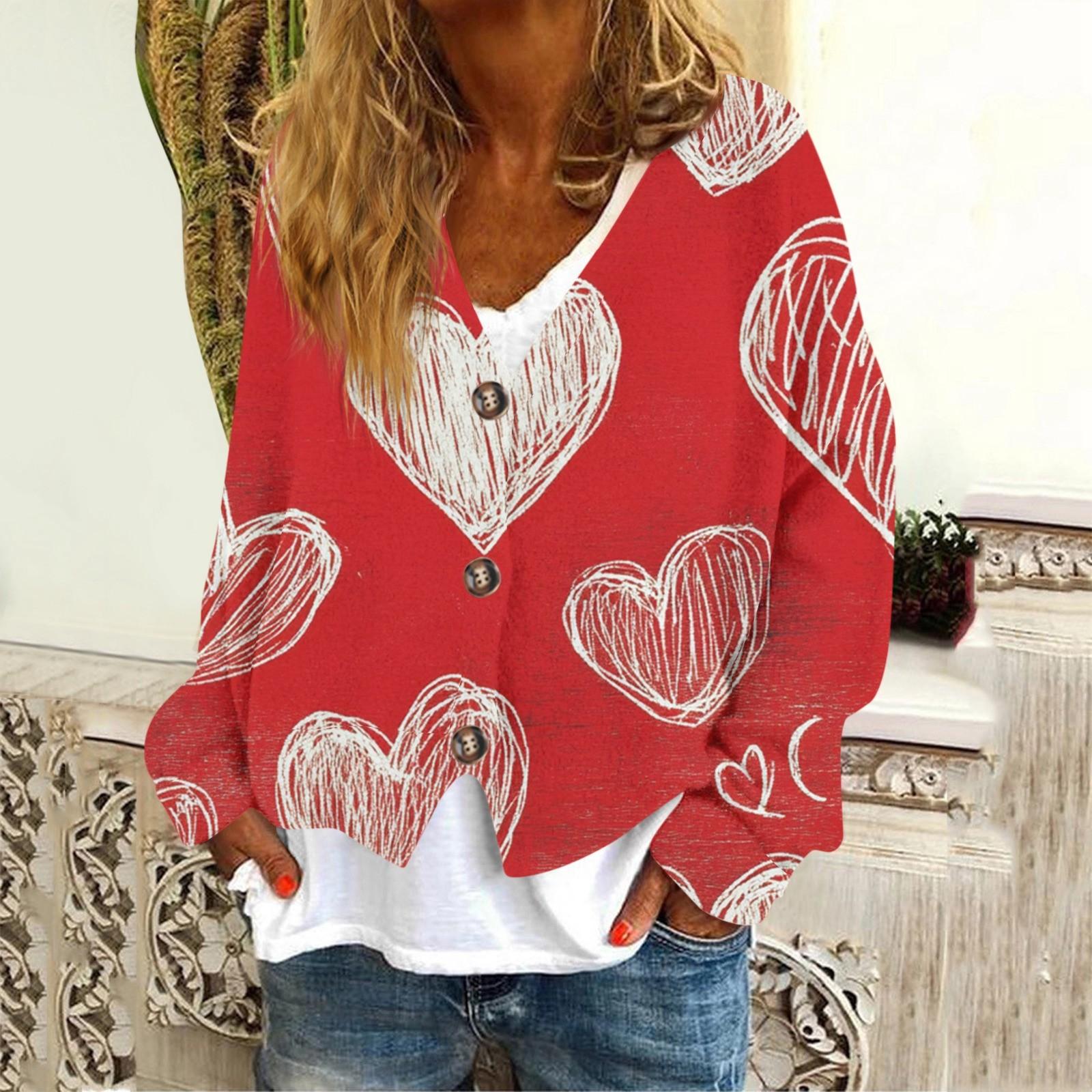 

Женская модная повседневная куртка-толстовка с длинным рукавом с принтом ко Дню святого Валентина M