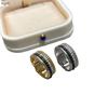 Black and White Ceramic Ring with 18K Gold Plating Rotating Ring.