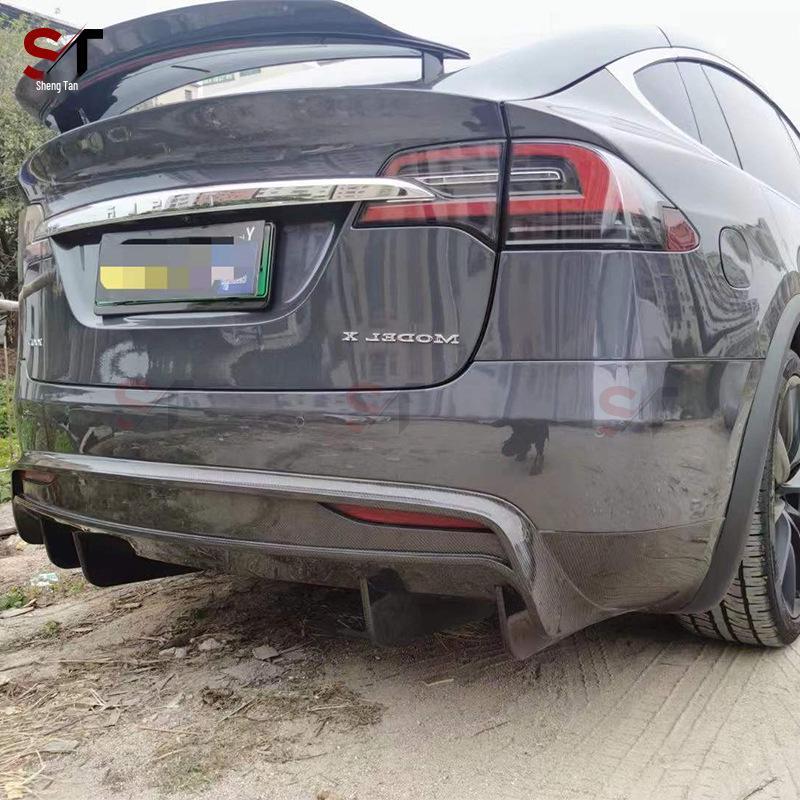 Tesla Model X RZ Carbon Fiber Rear Bumper Diffuser Spoiler Kit