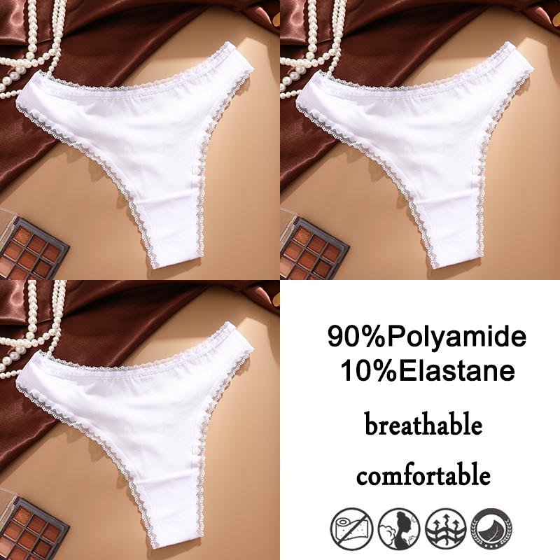 FINETOO 3Pcs Lace Panties Sexy G-String Women's Underwear T-Back Lingerie for Female Panties Underpants Briefs Thong Intimates