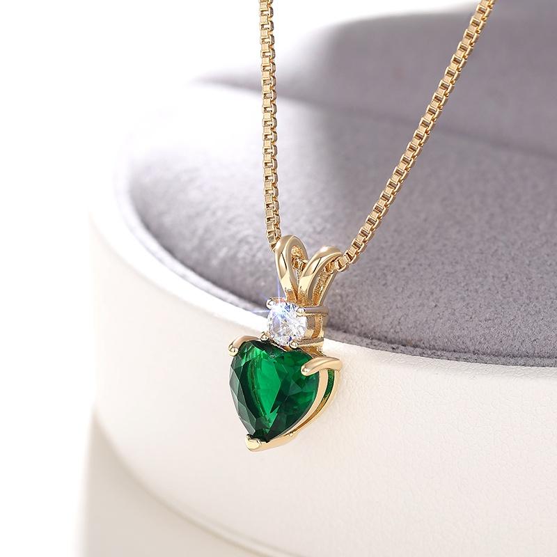 

CAOSHI Gorgeous Heart Shaped Pendant Necklace for Women Exquisite Rabbit Ear Design Neck Accessories Lady Wedding Party Zircon 45cm