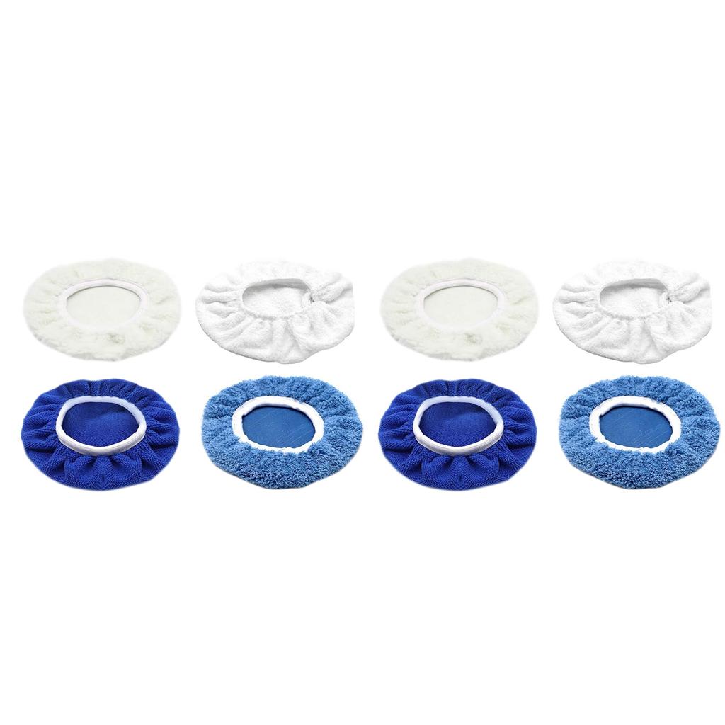8pcs Car Polishing Pad Bonnet Set Microfiber Cotton Wool Coral Fleece Buffing Pad Cover for 6in Car Polisher
