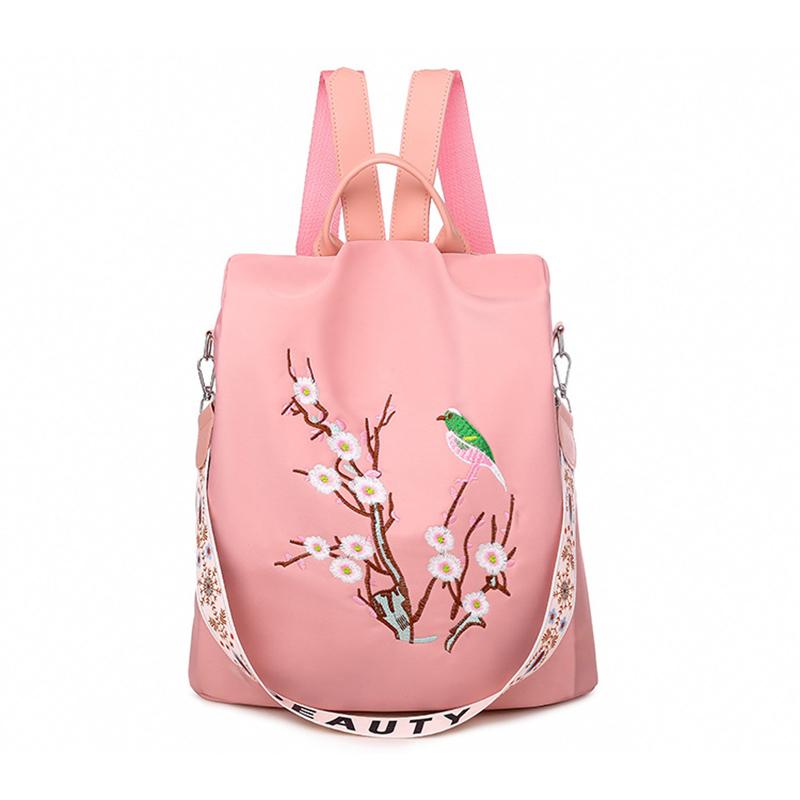 

Рюкзак с вышивкой для женщин, модная сумка-оксфорд, водонепроницаемый дорожный рюкзак, женский маленький рюкзак с подвеской в ​​виде кошки 30x11x31cm