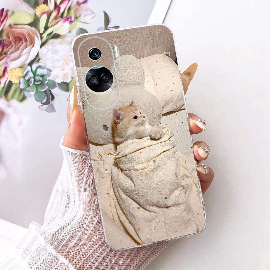 For Honor 90 Lite Case CRT-NX1 Stylish Bow Flowers Painted Cover Soft Slim Phone Case For Honor 90 Pro Honor90 Lite 90Pro Fundas