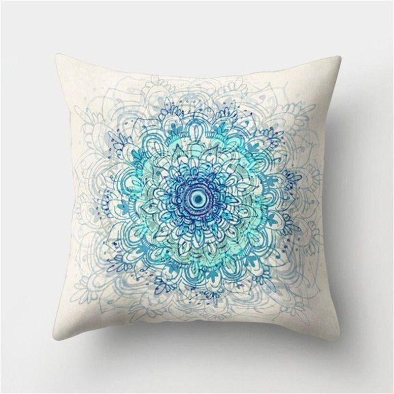 Luxurious Boho Mandala Flower Square Pillow Case Enhances Any Home Or Car Decor