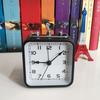 Square Alarm Clock Metal Table Clock Silent Light with Lights and Sleepy with Handheld Pointer Style Student Bedside Alarm Clock