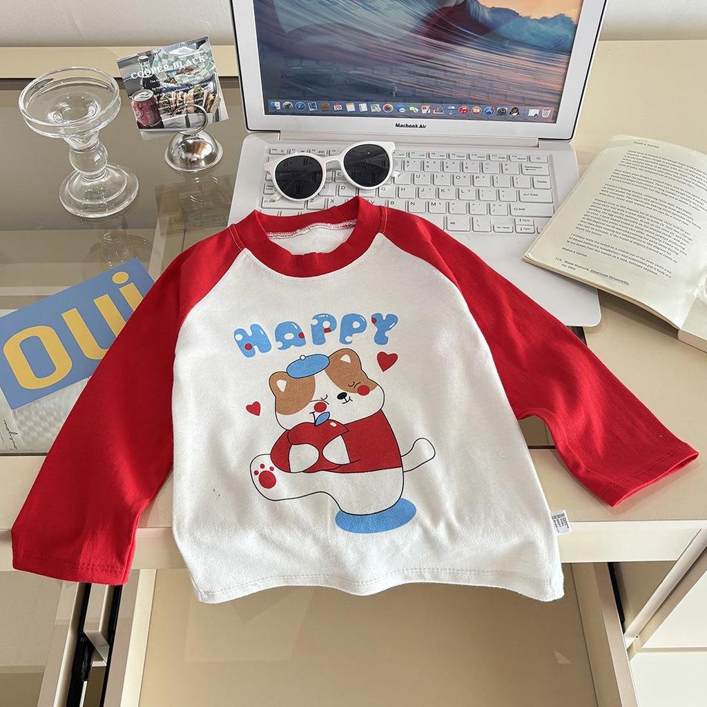 Kids' Pure Cotton Long-Sleeve T-shirt - Spring Base Layer for Boys and Girls