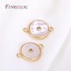 Trendy Gold Plated Shell Connector Charms For Necklace Jewelry Findings,Inlaid Zircon Round Connector Pendants DIY Accessories