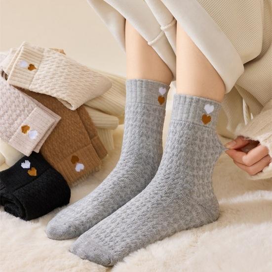 Fleece-Lined Winter Socks Women Warm Thickened Boot Socks Ribbed Casual Thermal Crew Socks for Daily Wear Christmas Gifts