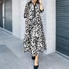 ZANZEA Women Casual Turn Down Collar Loose 3/4 Sleeve Retro Print Long Dress