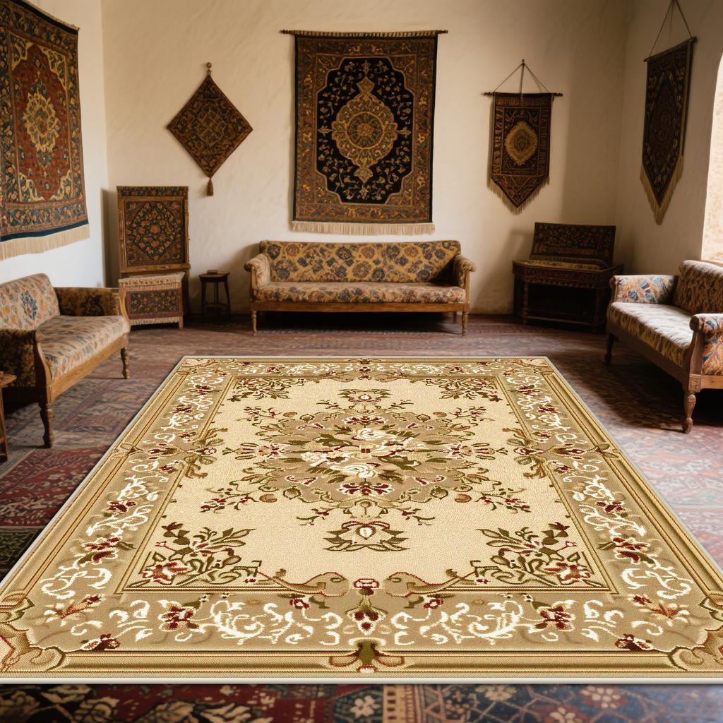 Persian Light Luxury Carpet for Living Room Non-slip Bohemian Decoration Bedroom Lounge Rug European Tatami Mat Washable Lounge