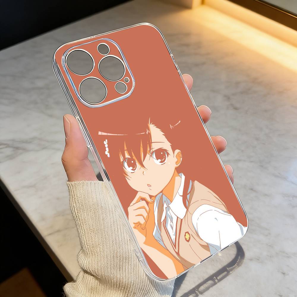 

Misaka Mikoto Railgun Electric Warning Style Phone Case For iPhone 17 16 15 14 13 12 11 Mini Pro Max Plus Transparent Cover iPhone16