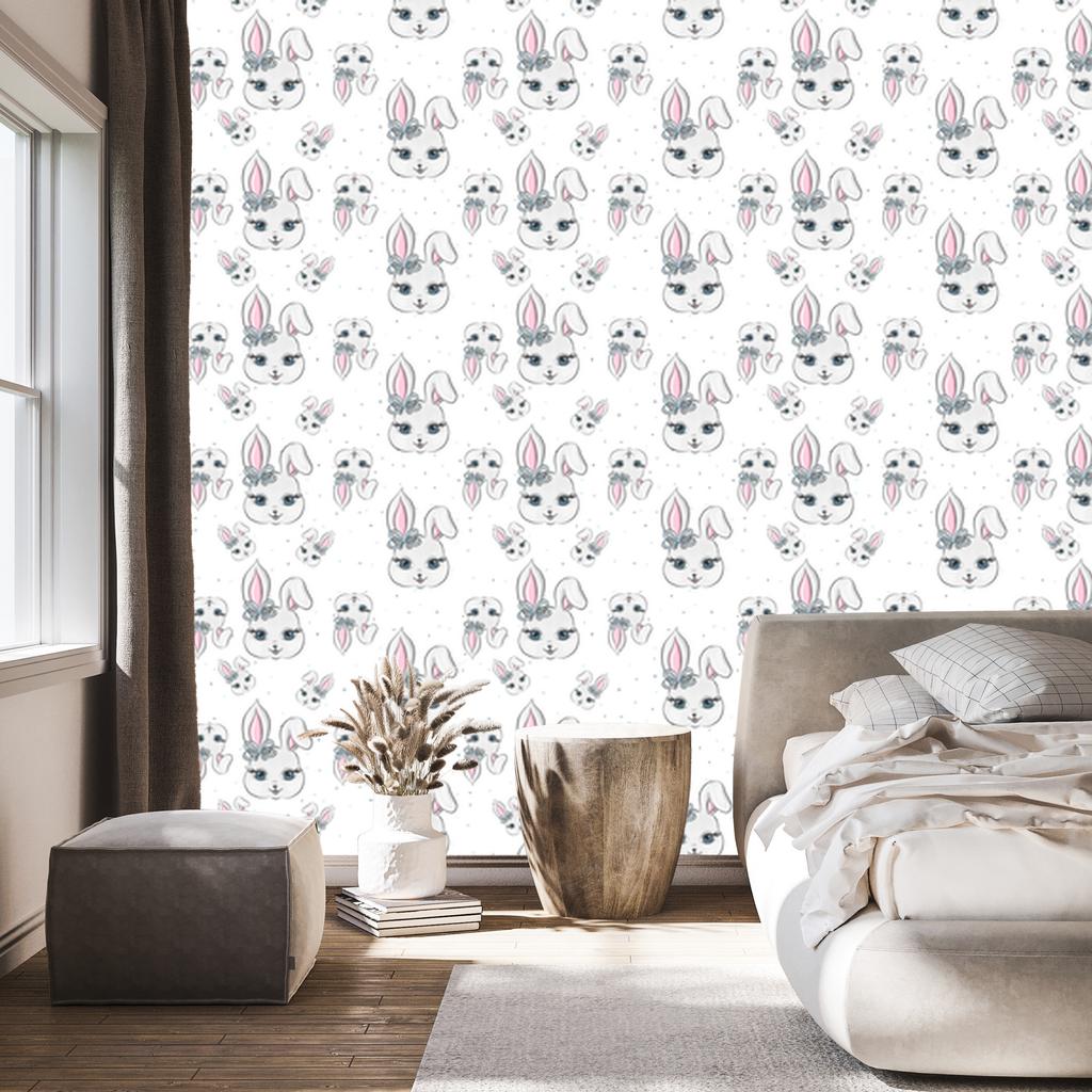 Beautiful Bunnies Wallpaper for Living Room and Bedroom 50x1000