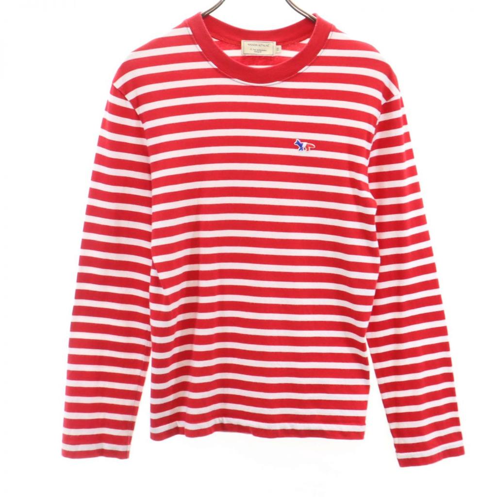 MAISON KITSUNE border Long sleeve T-shirt XS Red series Men's Used