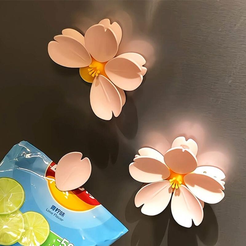 Magnetic Multifunctional Flower Shape Sealing Clips for Snacks Bag Refrigerator Magnets Kitchen Storage Organizers Clips