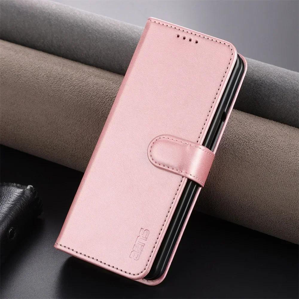 Fashion Business Sle Bla Flip Skin Feel Leather Phone Case for Samsung Galaxy Z Fold 7 6 5 4 3 Bracket Wallet Shockproof Cover