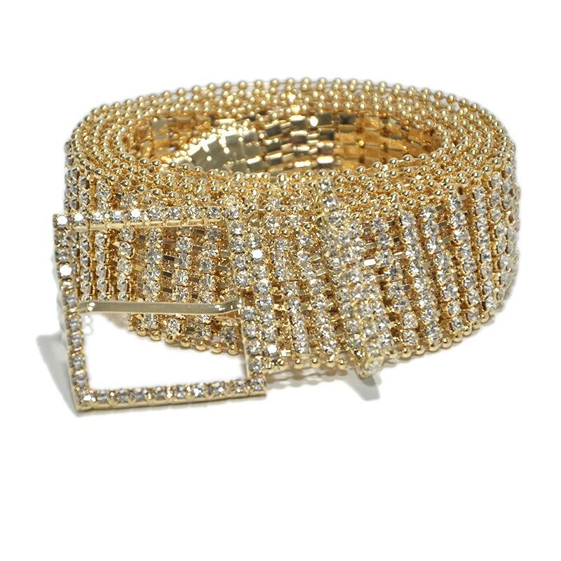 Meier Belt, wide belt with diamonds, women s eight-row diamond rhinestone inlaid belt with diamond waist chain 104cm