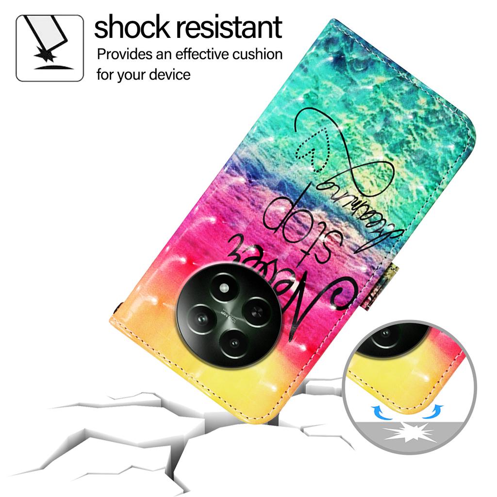 For Realme 12 5G Leather Case Pattern Printing Wallet Stand Mobile Cover with Strap