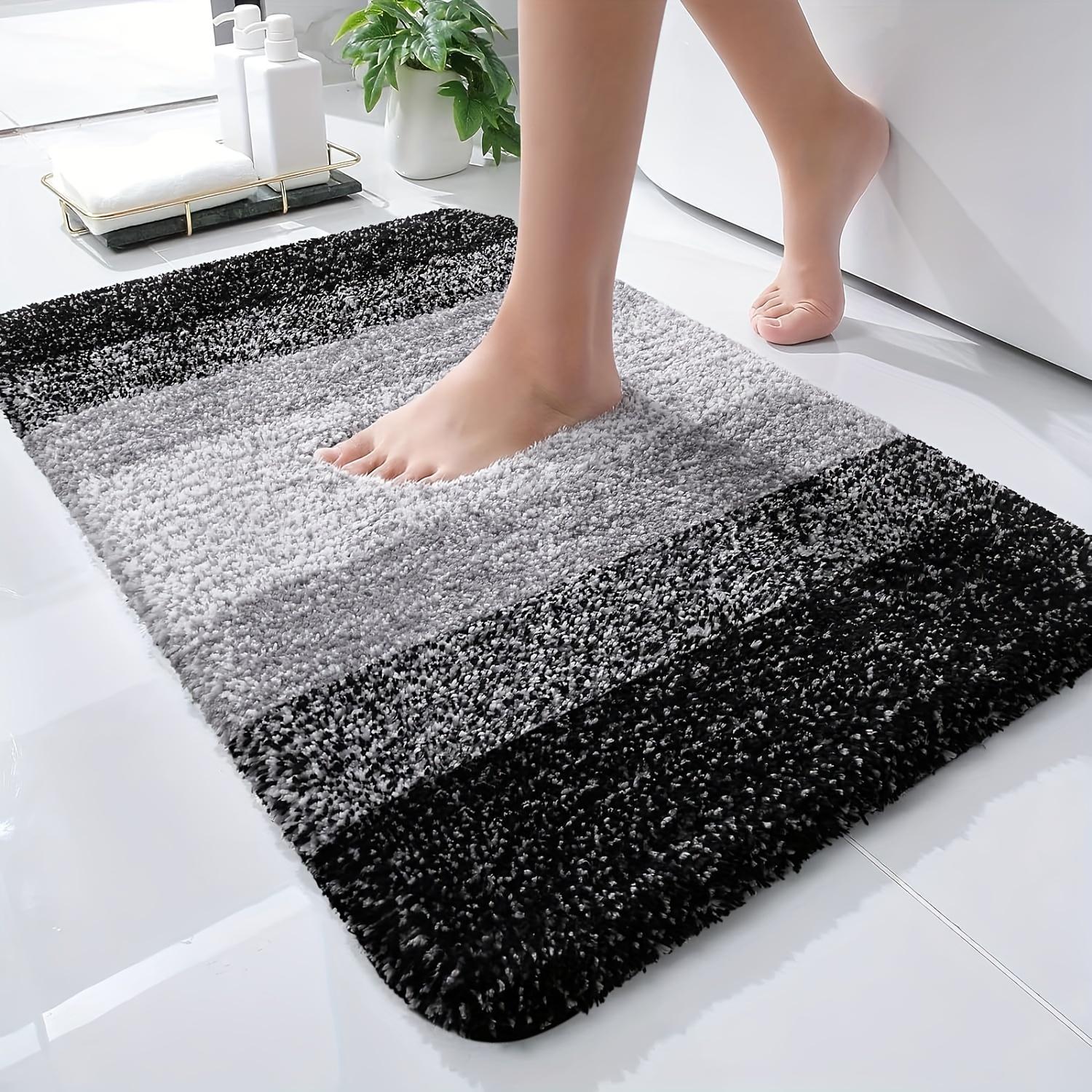 

1 Pack Ultra-Plush Luxury Striped Bathroom Rugs - Soft, Cozy, Non-Slip, Absorbent, Shaggy Bath Mats - Bathroom Accessories, Home Decor, Room Decor 40*60cm чорний