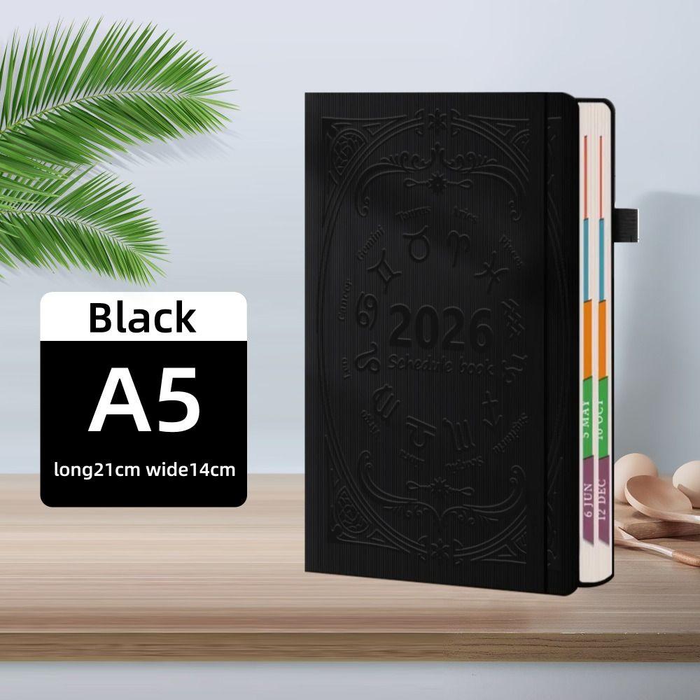 12 Months A5 Agenda Planning Notebook Textured PU To-do List Notebook  Office Supplies