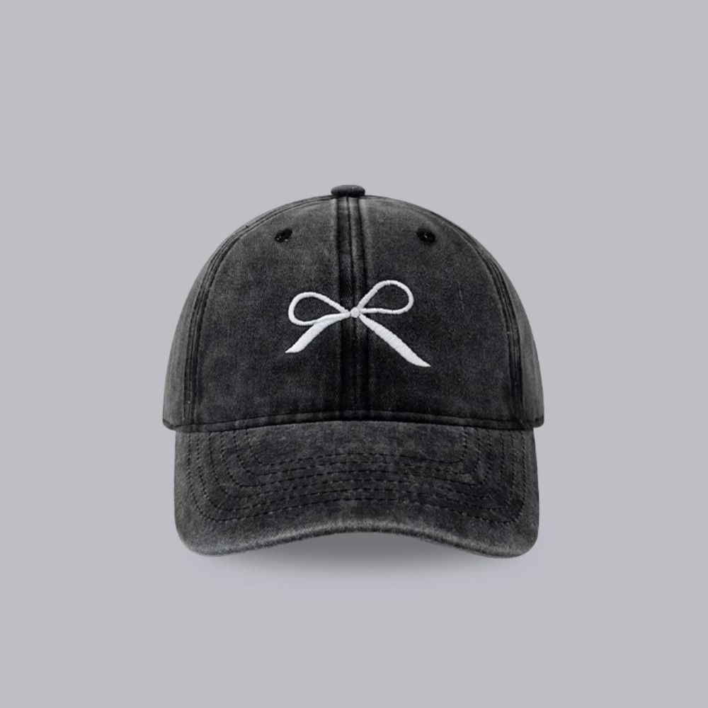 Embroidery Embroidery Bow Baseball Cap Cotton Sun Hat Simple Bowknot Baseball Hat  Outdoor
