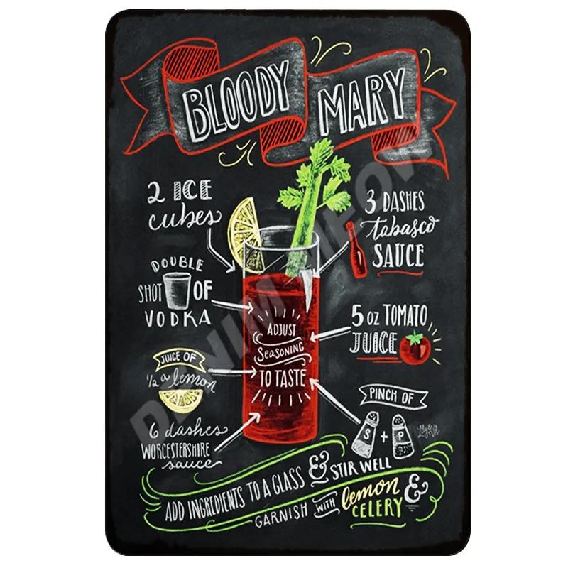 Cocktail Ingredients, Vintage Rum Punch Metal Plates, Mojito Metal Sign, Bloody Mary, Painting Wall Posters, Home Decor, WY50