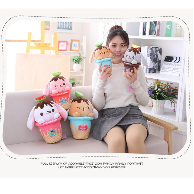 Ice Rabbit Cream Plush Toy Cute Doll Soft Stuffed Decor Birthday Gifts Kids Girl