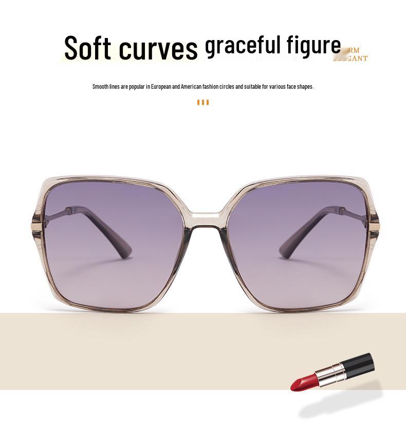 Women's High-End Rhinestone Large Frame Sunglasses with Hollow Zinc Alloy Legs and HD Polarized Lenses