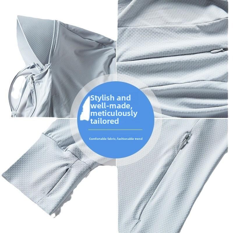 Ropa protectora solar verano anti-ultravioleta ropa para la piel hombres con ala desmontable pesca protección solar UPF50+