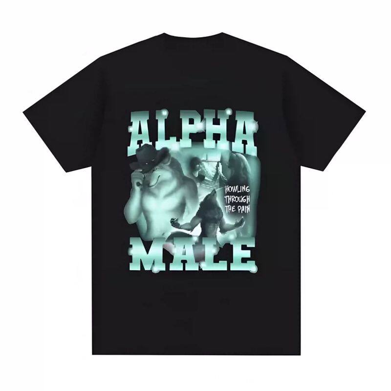 Wolf Pattern Pure Cotton Printed Men's and Women's Personalized Casual Short Sleeved Summer New Fashionable Round Neck T-shirt