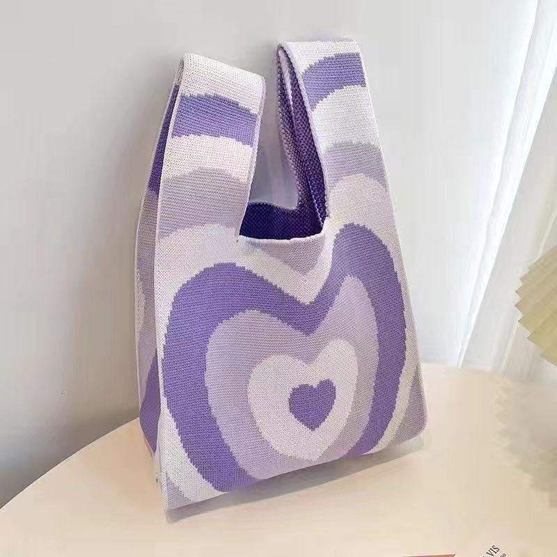 Sommer Damen Niedliche Mini-Tasche Vielseitige Mode Handytasche Cartoon Gestrickte Handtasche Umhängetasche Umhängetasche