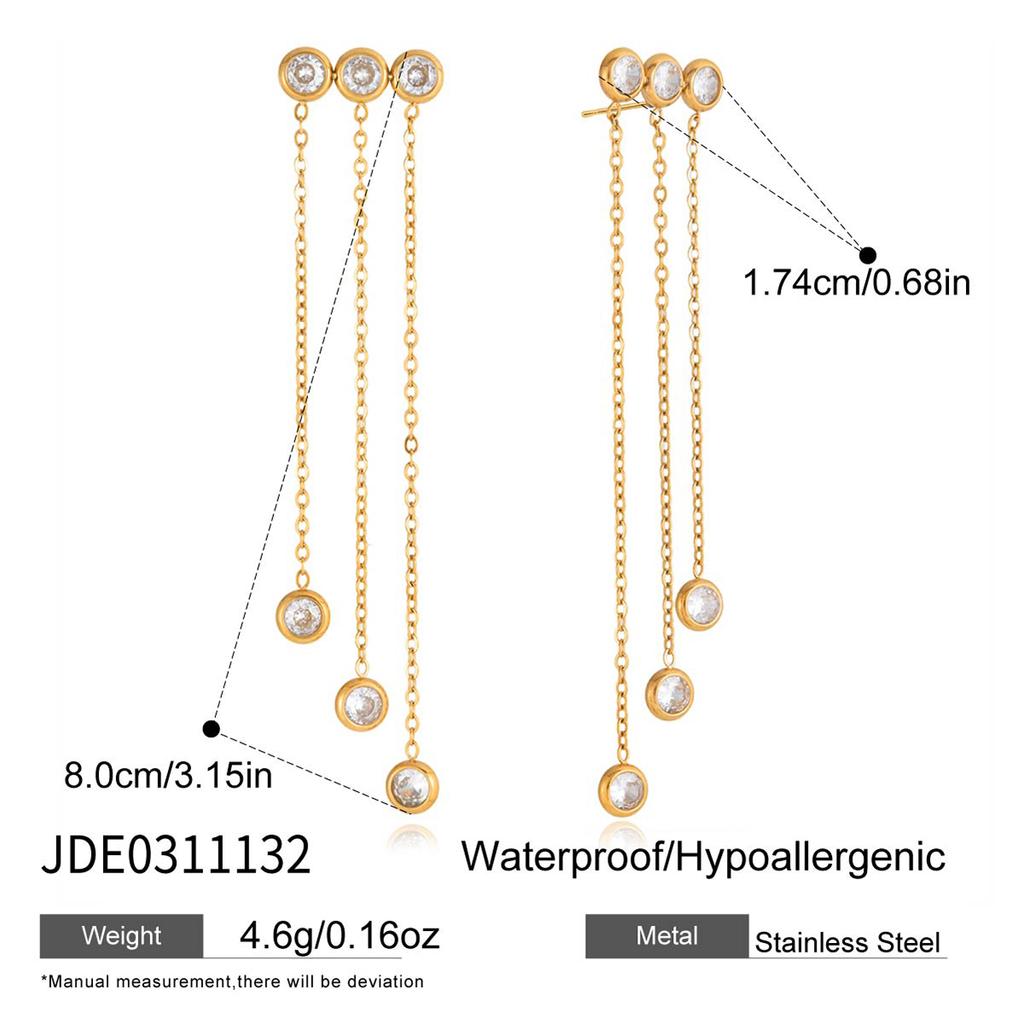 Youthway Elegant Chains Tassel Earrings For Women Minimalist 18K Gold Plated Stainless Steel Earrings Fashion Jewelry Gift