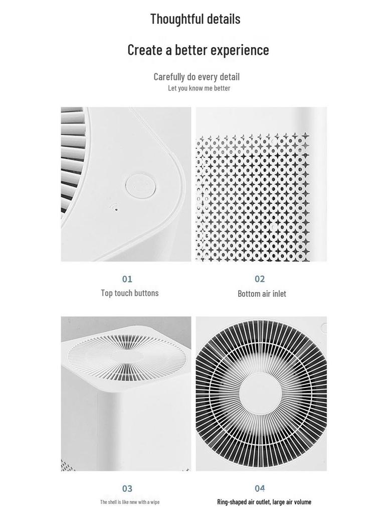 Smart Home Air Purifier with High-Concentration Negative Ions and Odor Removal for Bedrooms