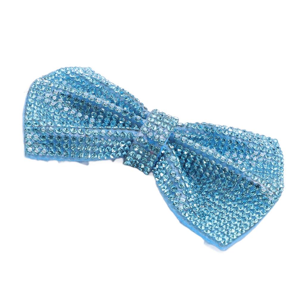 Sparkling Bow Decoration Crystal Rhinestone Bow Accessory for Shoe Bag Hairpin Phone Case Blue