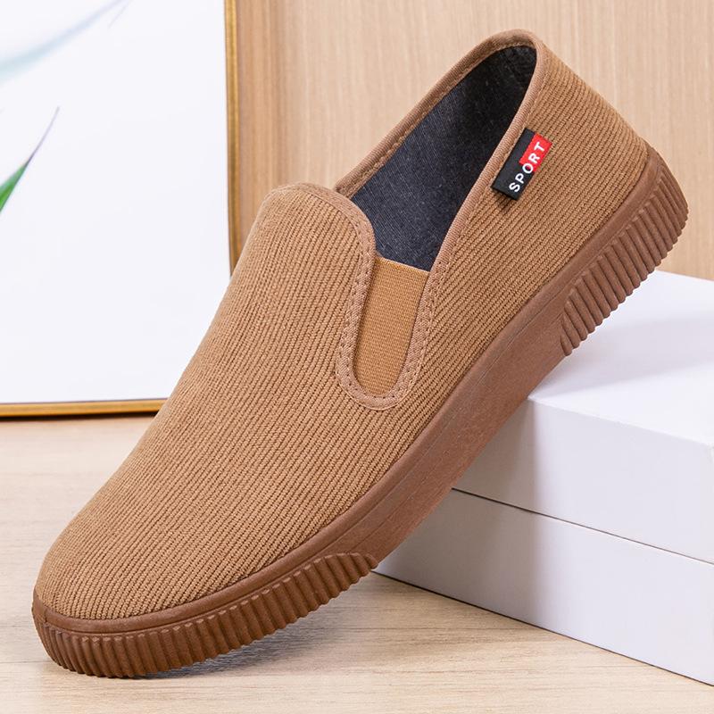 Cloth shoes corduroy middle-aged and elderly kitchen shoes one pedal tooling single shoes casual men's shoes