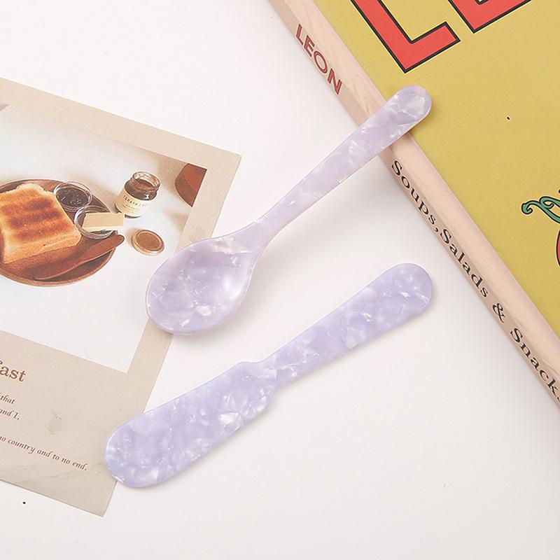 Colorful Acrylic Ice Spoon Cream Coffee Caviar Spoon Stirring Spoons Dessert Spoon Teaspoon Crafts Tableware Party Photo Props