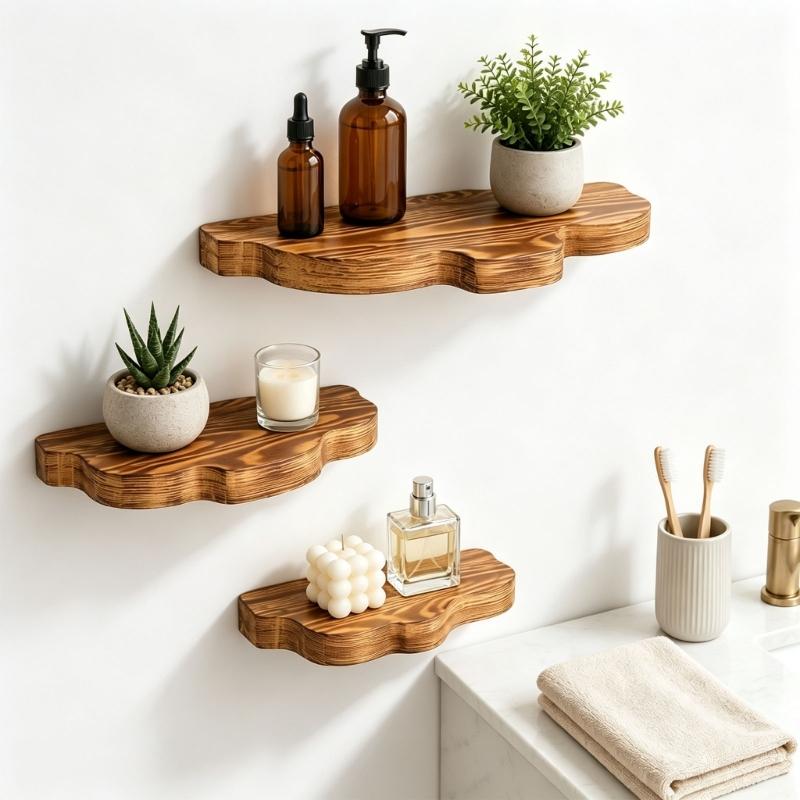 Small Wall Storage Shelf with Wood Look, Floating Display Shelf for Photos, Keys, and Daily Items In Bedroom, Entryway, or Study Use