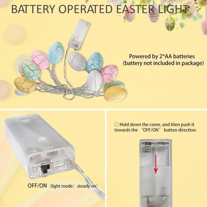 Easter Eggs Light Strings 40 LED Battery Operated Easter String Lights Pastel Lights for Easter Party Indoor Decorations 581