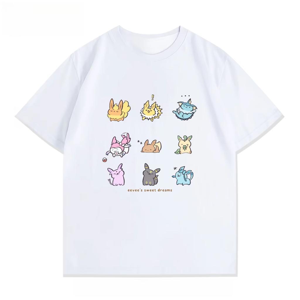 Pokemon Cartoon Ibrahimovic Moon Sun Anime T-shirt Short Sleeved Men's and Women's Casual Short Sleeved and Half Sleeved