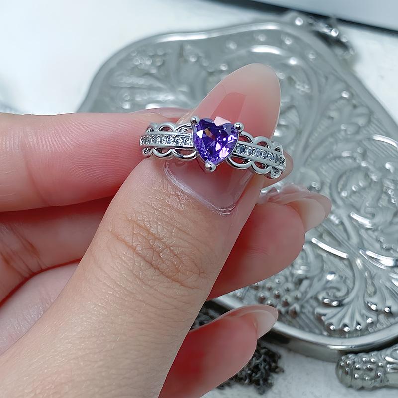 Lila farbener Schatz Zir*****Stiftring, Leichter Luxus, Hohes Gefühl, Exquisiter Super-Fee-Persönlichkeitsring