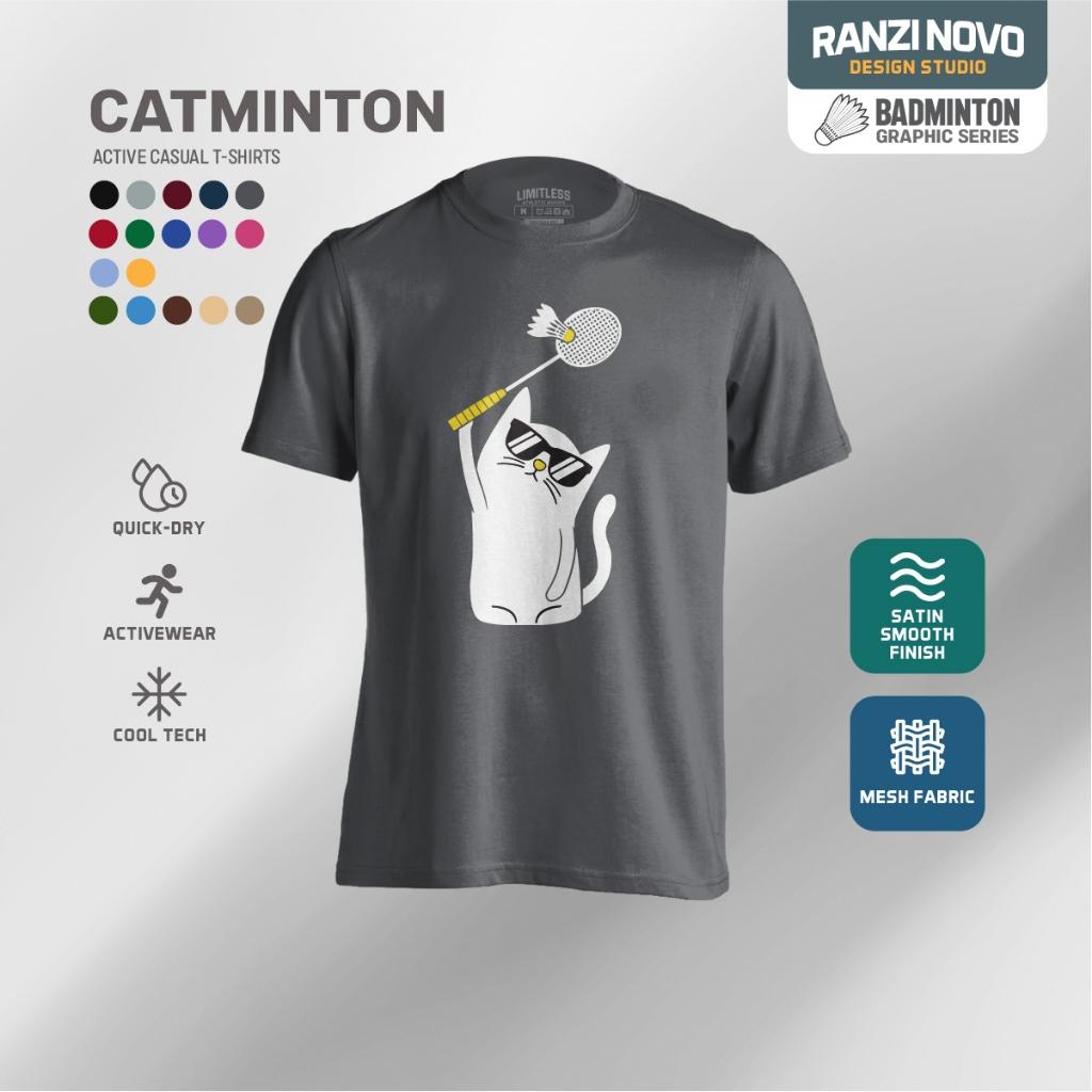 Catminton Badminton Design - Drifit T-Shirt Cute Funny Activewear Sports Apacs Yonex Victor Eco-Dry Dry Fit