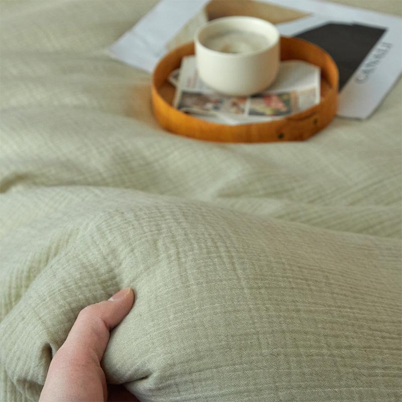 

Набор из 4 предметов из хлопка, стиранный, двухслойный, из мятой пряжи, пододеяльник из чистого хлопка, шапка для кровати, постельное белье 2.0m bed sheet 4pc quilt 2*2.4cm