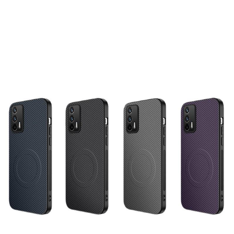 Realme GT Carbon Fiber Leather Lens Protector with MagSafe Compatibility and Drop Protection Case