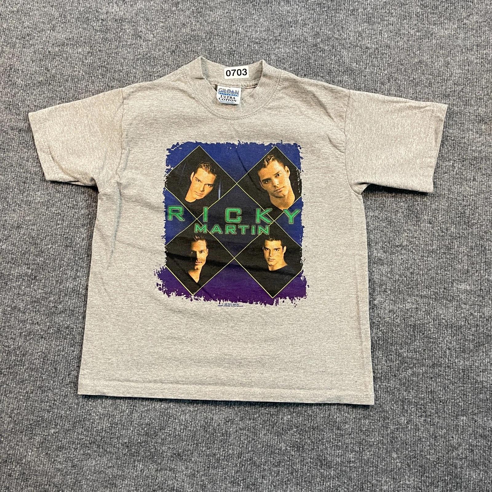 

Винтажная футболка Gildan Рики Мартин 1999 года для подростков, размер Medium, 17x21, Король латинской поп-музыки S
