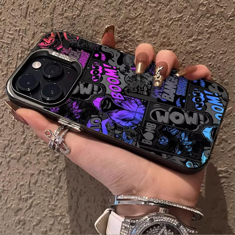 Graffiti Black Comic Style Phone Case For iPhone 17 Air 16 e 15 14 13 12 11 Pro Max Plus Mini SE 2020 2022 Shockproof