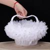 Flower Girl Basket White Small Cloth Baskets with Faux Lace Flowers Decor for Wedding Ceremony Party Desktop Decor