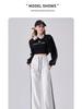 2025 Women's High-Waist Slimming Sweatpants: White & Gray, Spring Casual Wide-Leg Design