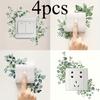 4pcs Simple Green Plant Leaves Switch Outlet Wall Stickers - Self-Adhesive Floral Pattern, Easy To Apply, Suitable for Bathroom and Home Decor