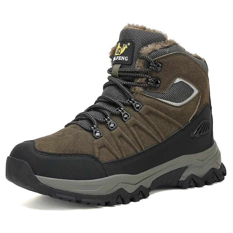 Kids Shoes Mens High-Top Hiking Boots Winter Outdoor Walking Shoes Rubber Sole Warm Lined Trail Footwear